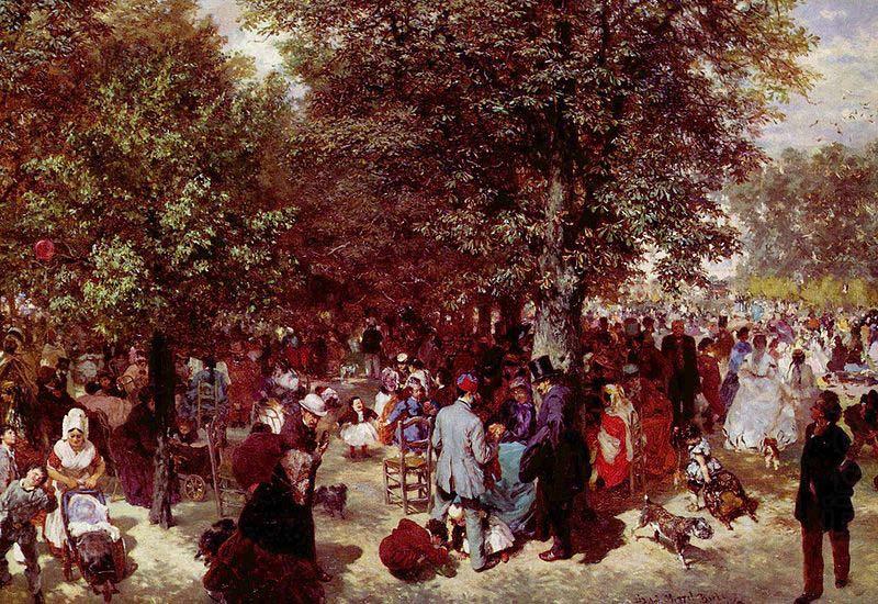 Afternoon at the Tuileries Park, Adolph von Menzel